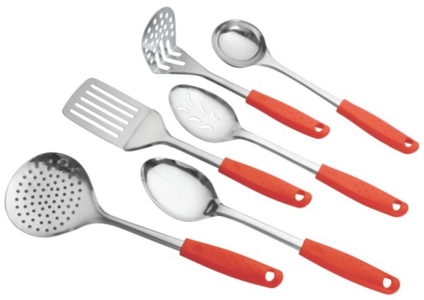 6 pc Kitchen Tool Set With Red Plastic Handle- Elegante