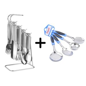 Combo Offer Satinee Cutlery Set With Stand + Mini Kitchen Serving Tool Set