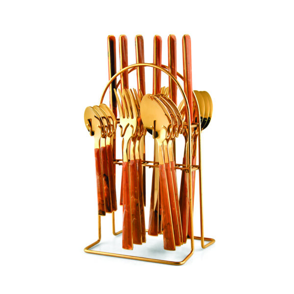 24 Pcs Marblino Gold P/H Cutlery Set