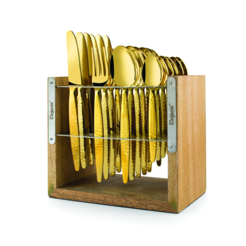 24 Pcs Meridian Rose Gold With Stand Spoon/Knife