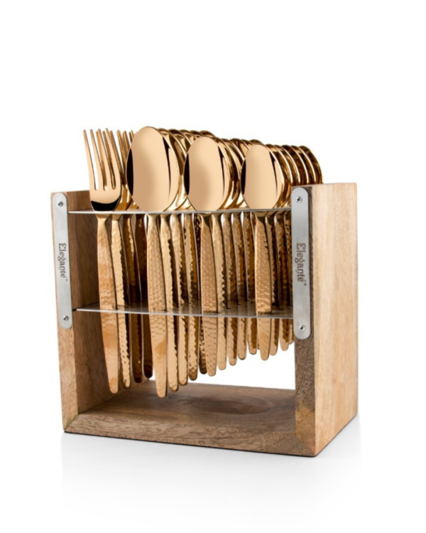 24 Pcs Meridian Rose Gold With Stand Spoon/Knife